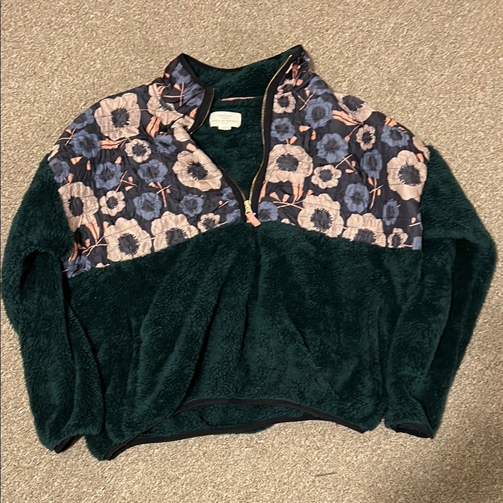 Travota Birds of Paradise Floral Quarter-Zip Fleece Pullover